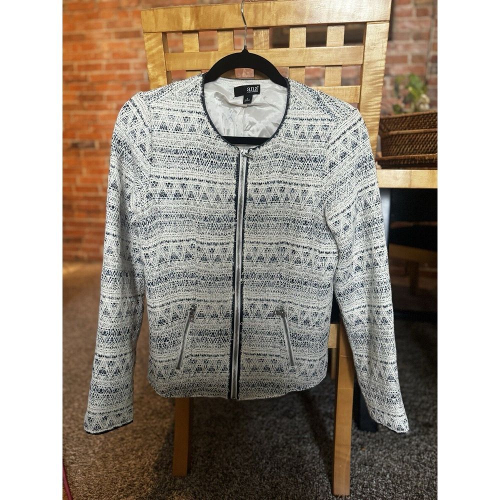 A.N.A Tweed‎ Blazer With Full Zipper And Pockets Sz S